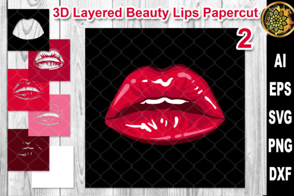 3D Layered Papercut Woman Lips Clipart 2: Elevate Your DIY Craft Projects