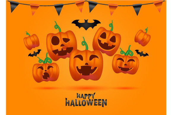 Elevate Your Halloween Designs with 3D Happy Halloween Flying Pumpkin Assets
