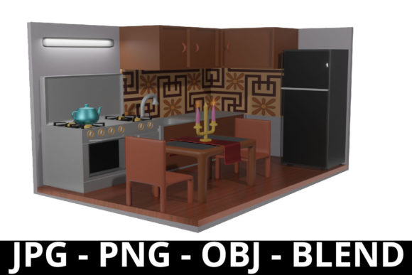 Kitchen Scene 3d Render for Background