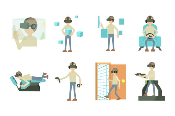 Man 3d Game Icon Set, Cartoon Style