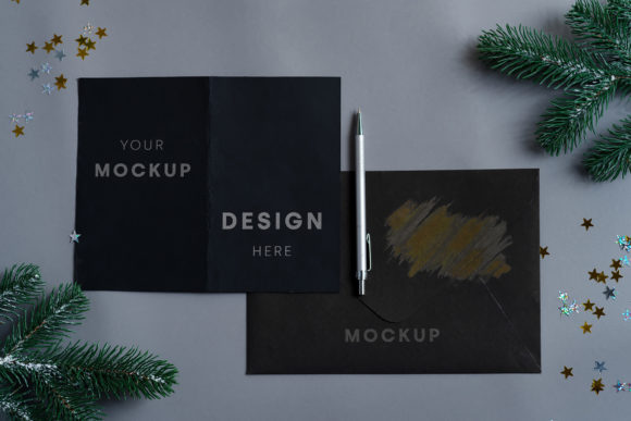 Mockup Bifold Christmas Paper Brochure