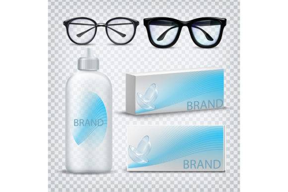 Optical Glasses and Contact Lenses Set: Design Assets for Vision