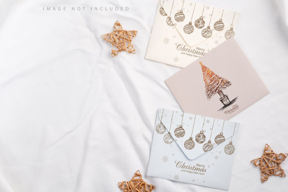 Three Envelopes Christmas Mockup